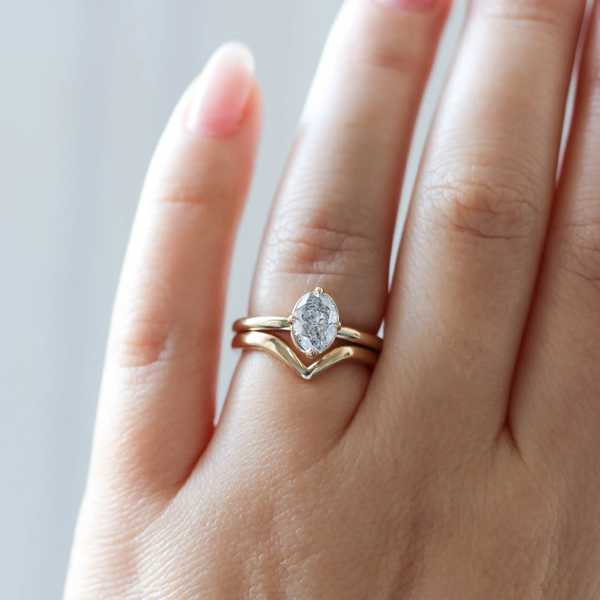 1.01ct Around The World Oval Salt and Pepper Diamond Ring