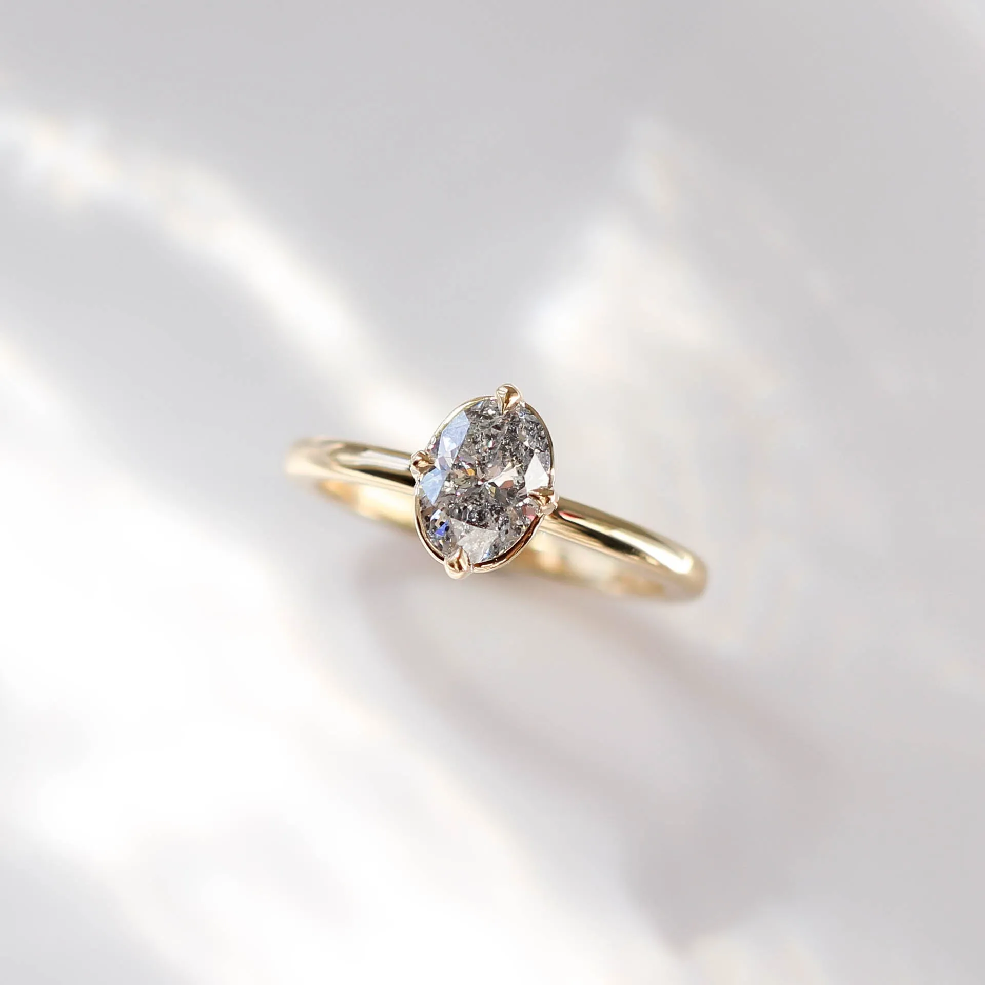 1.01ct Around The World Oval Salt and Pepper Diamond Ring