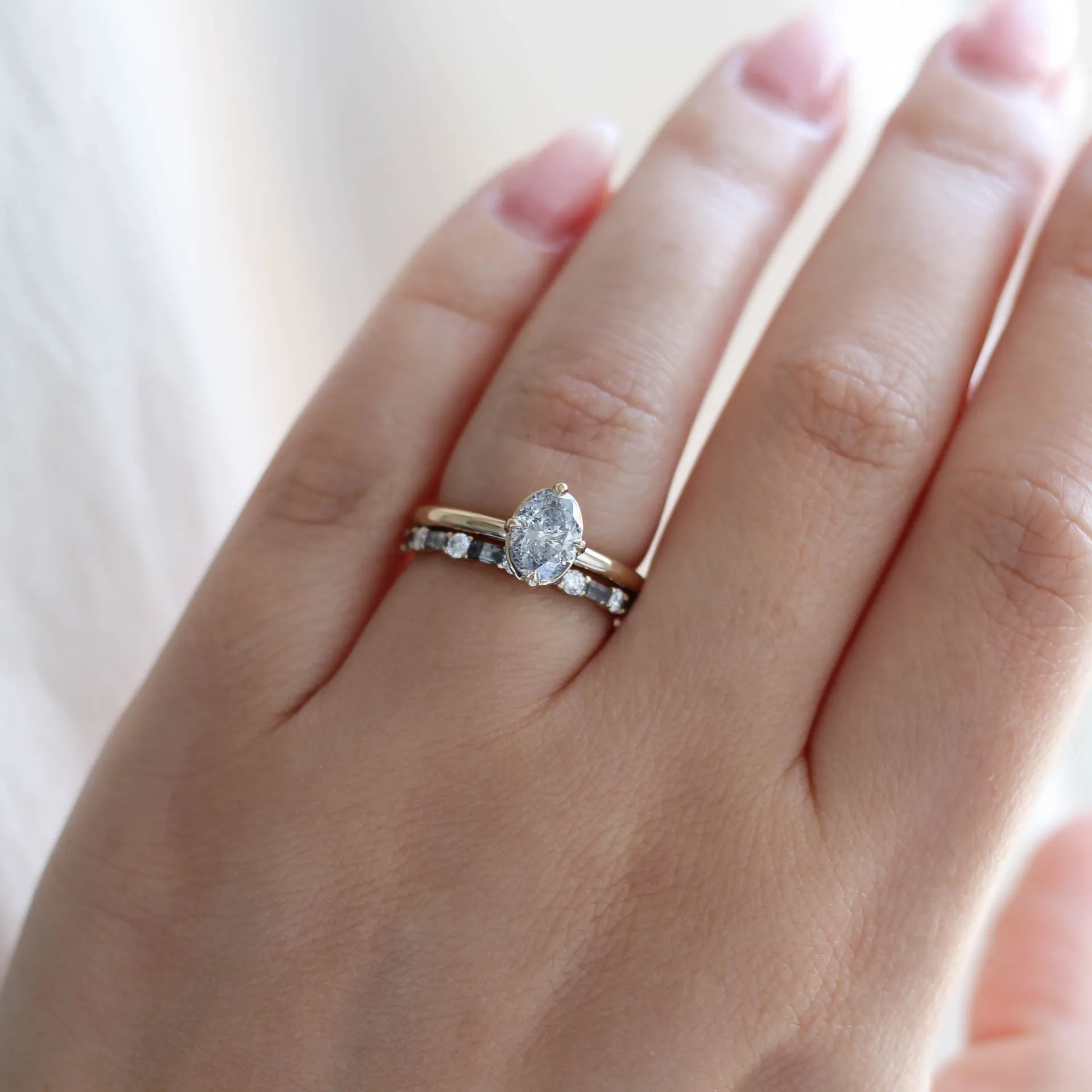 1.01ct Around The World Oval Salt and Pepper Diamond Ring