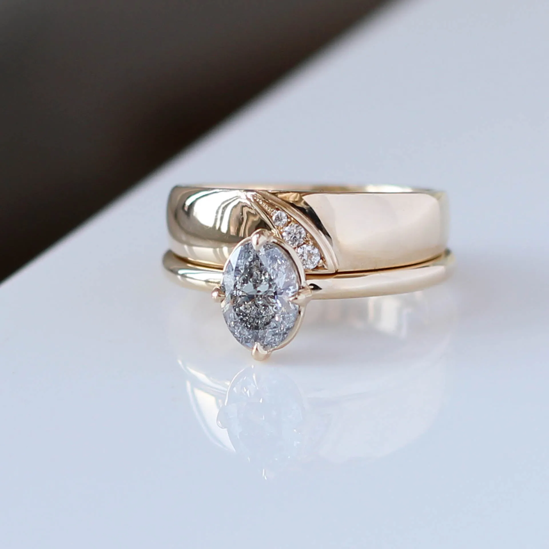 1.01ct Around The World Oval Salt and Pepper Diamond Ring