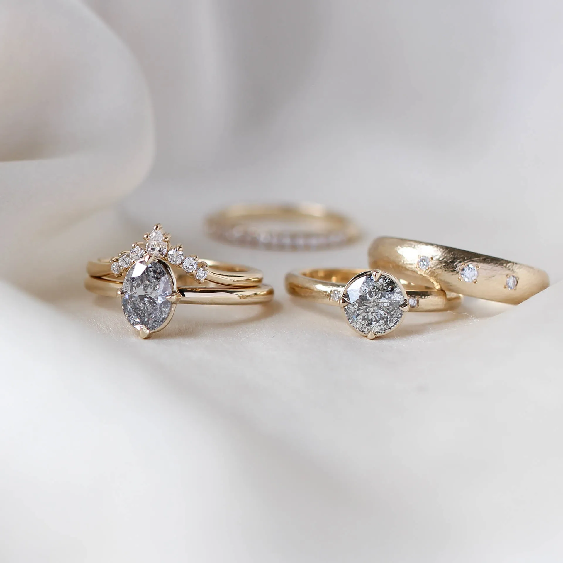 1.01ct Around The World Oval Salt and Pepper Diamond Ring
