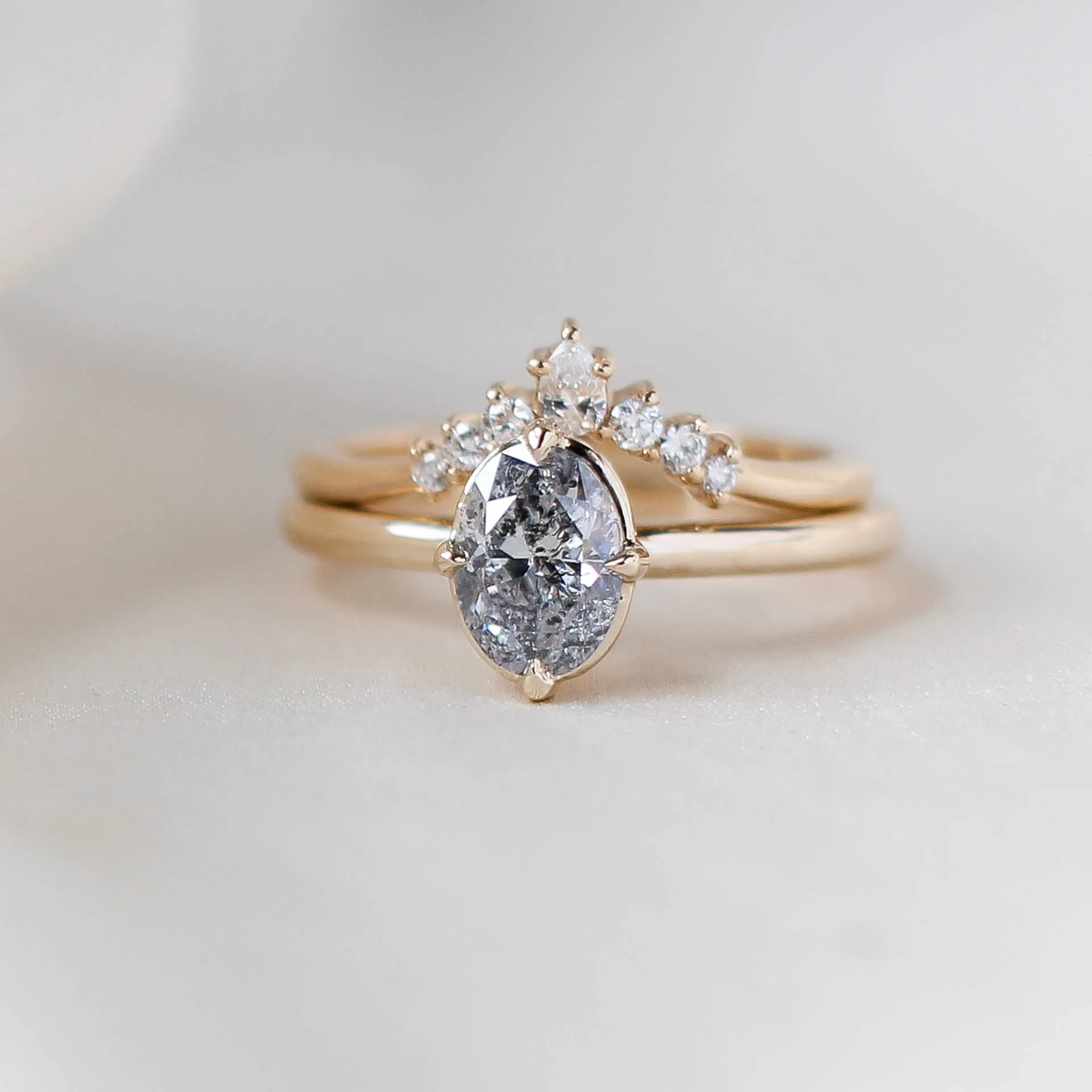 1.01ct Around The World Oval Salt and Pepper Diamond Ring