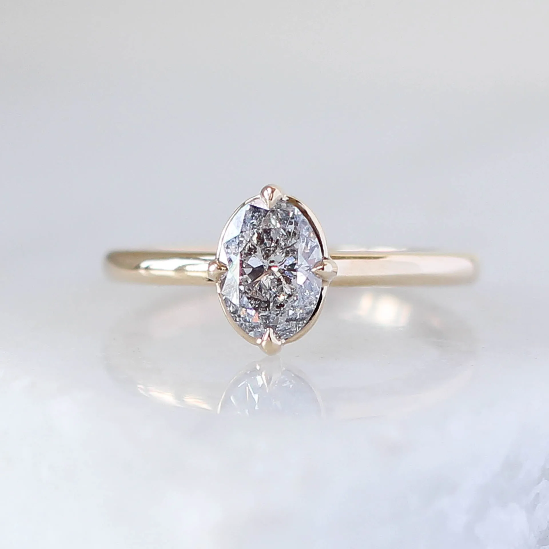 1.01ct Around The World Oval Salt and Pepper Diamond Ring