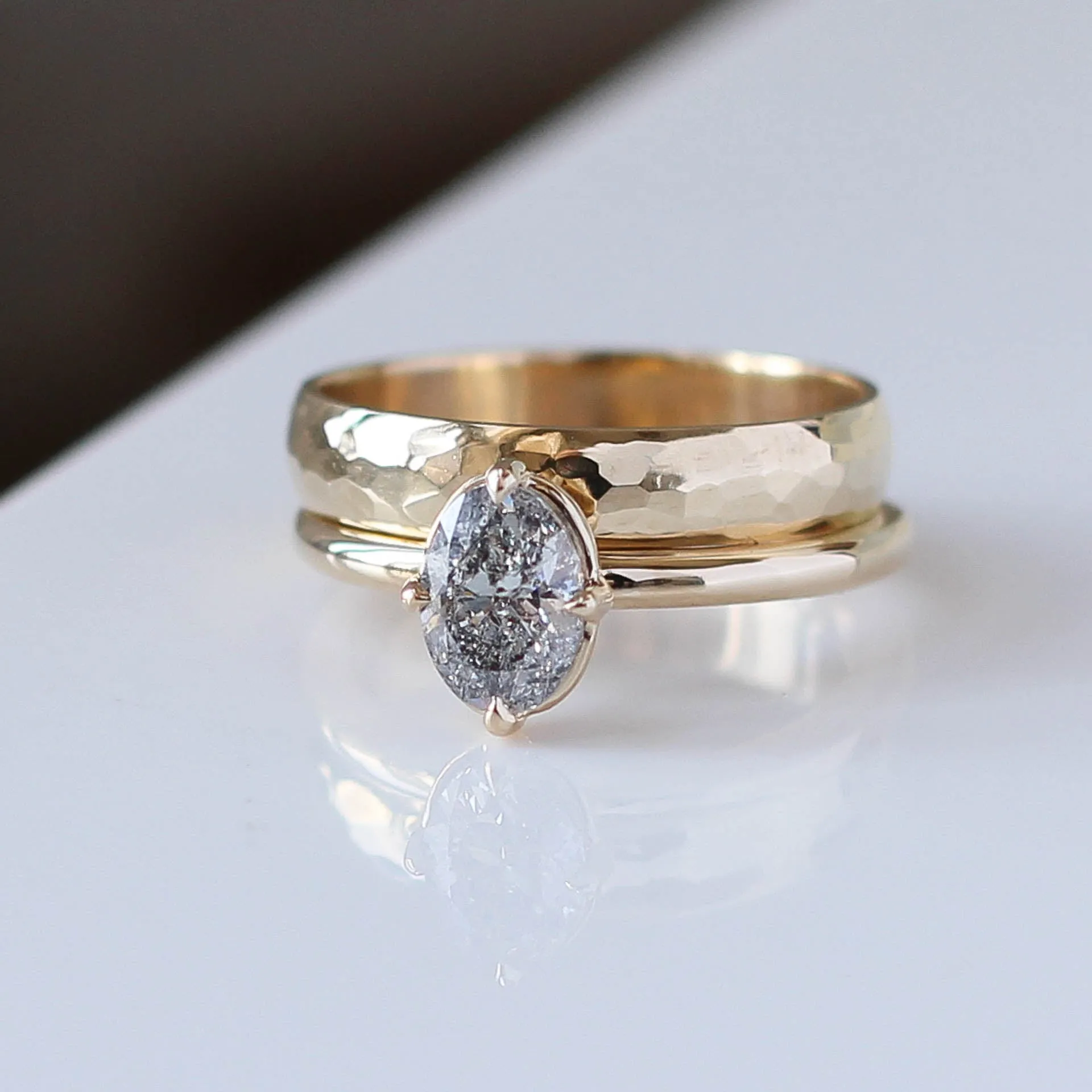 1.01ct Around The World Oval Salt and Pepper Diamond Ring