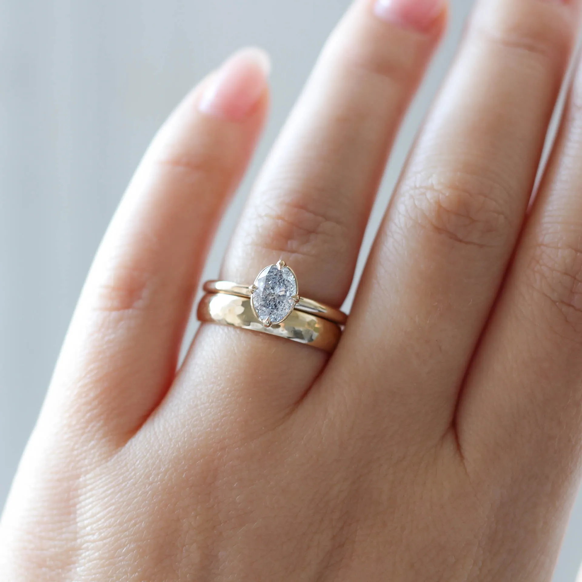 1.01ct Around The World Oval Salt and Pepper Diamond Ring