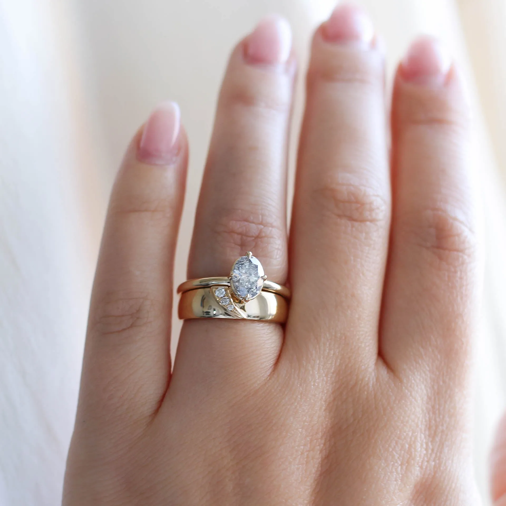 1.01ct Around The World Oval Salt and Pepper Diamond Ring