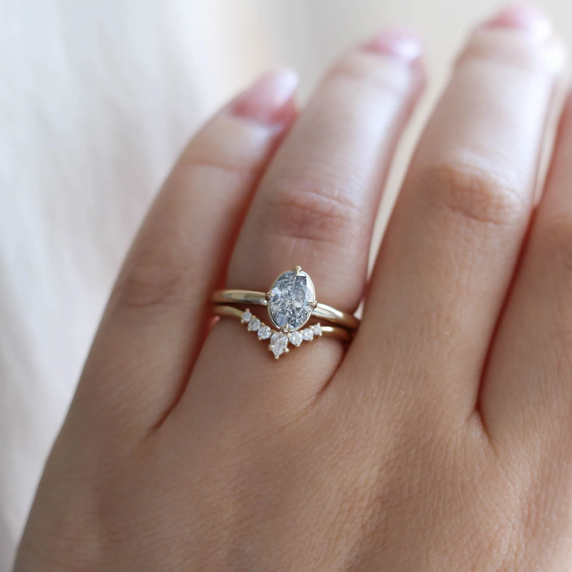 1.01ct Around The World Oval Salt and Pepper Diamond Ring