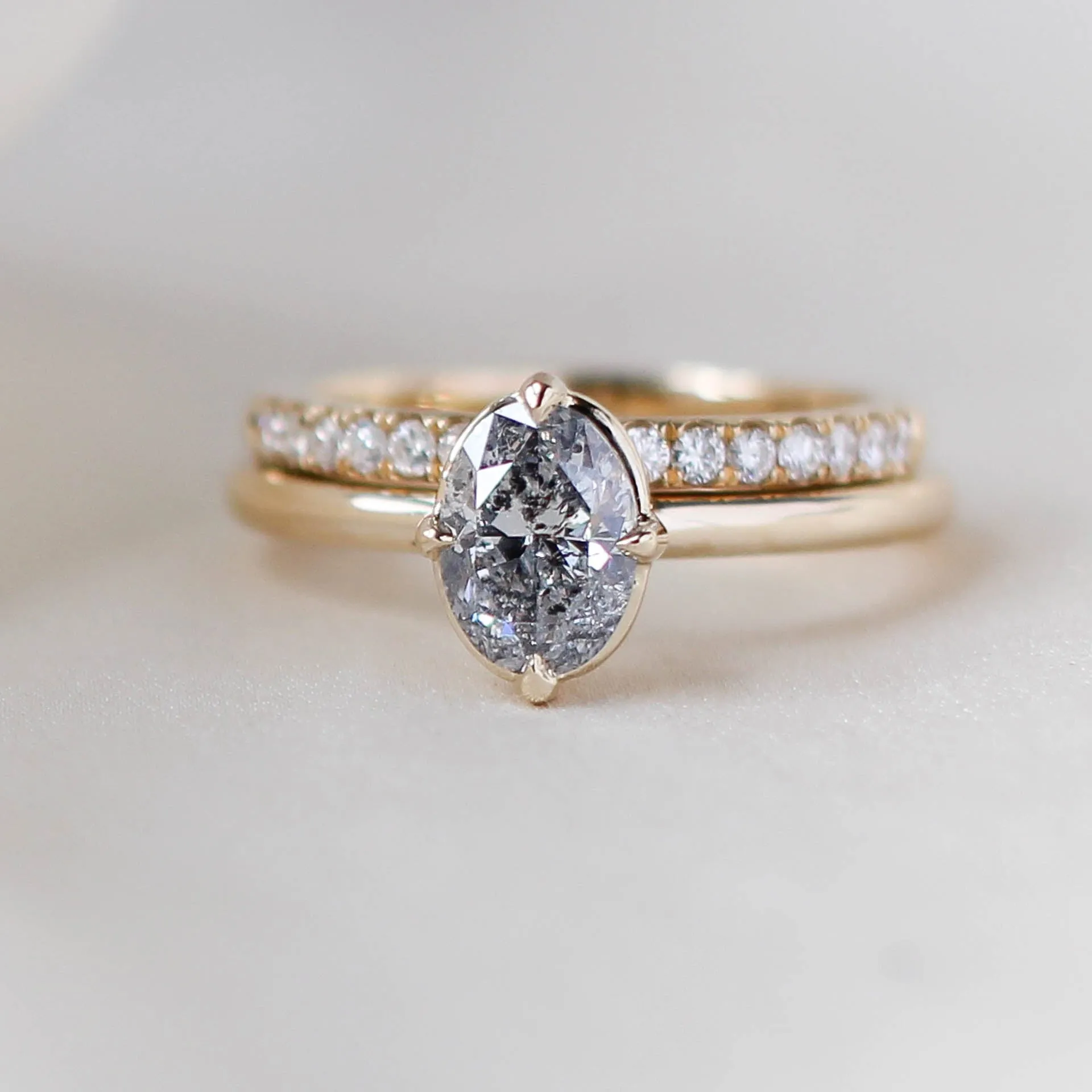 1.01ct Around The World Oval Salt and Pepper Diamond Ring