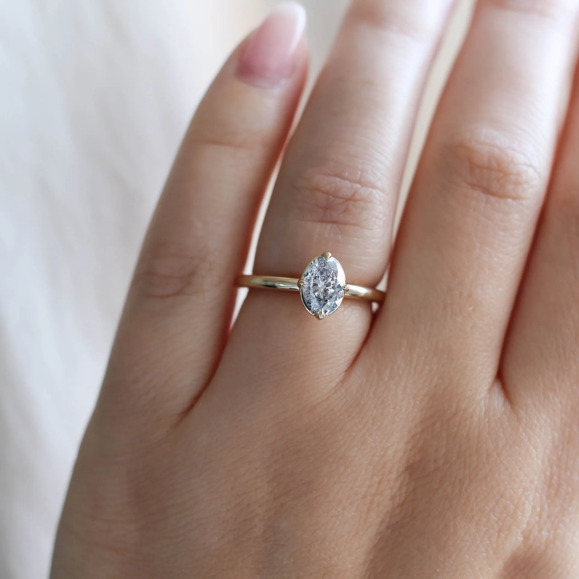 1.01ct Around The World Oval Salt and Pepper Diamond Ring