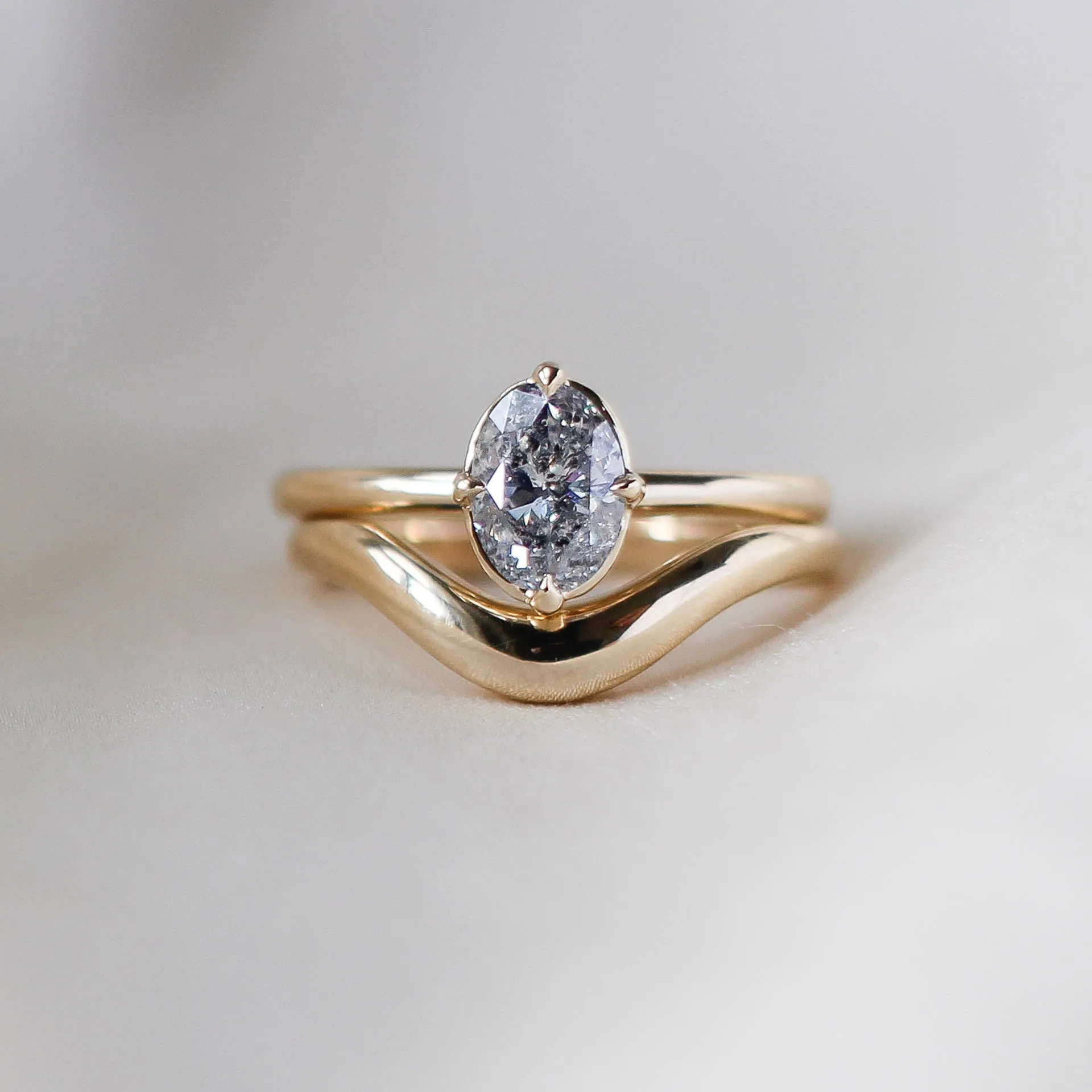 1.01ct Around The World Oval Salt and Pepper Diamond Ring