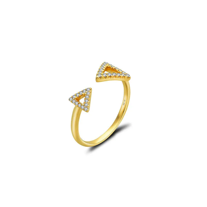 18k Gold Double Arrow Diamond Ring