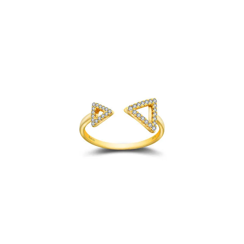 18k Gold Double Arrow Diamond Ring