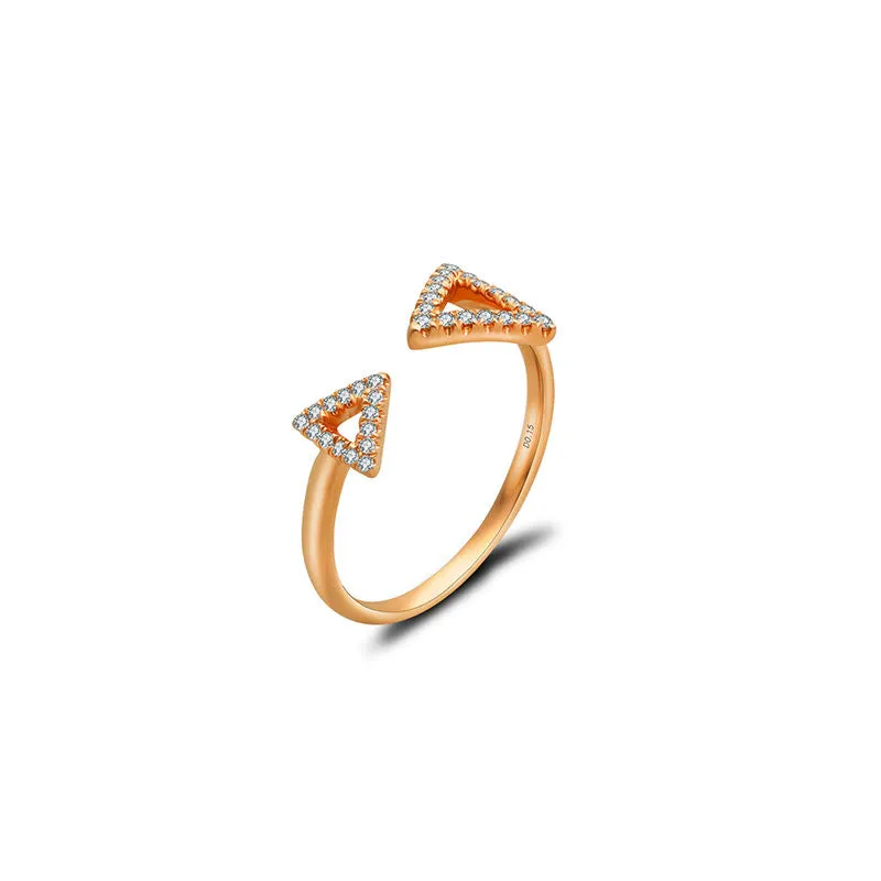 18k Gold Double Arrow Diamond Ring