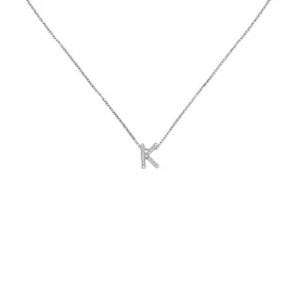 18k Gold Initial Letter "K" Diamond Pandent   Necklace