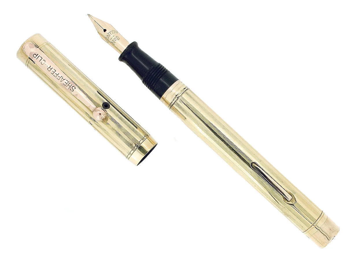 1920S SHEAFFER #2 GOLD FILLED FLAT TOP 14K F-BBB  FLEX NIB FOUNTAIN PEN RESTORED