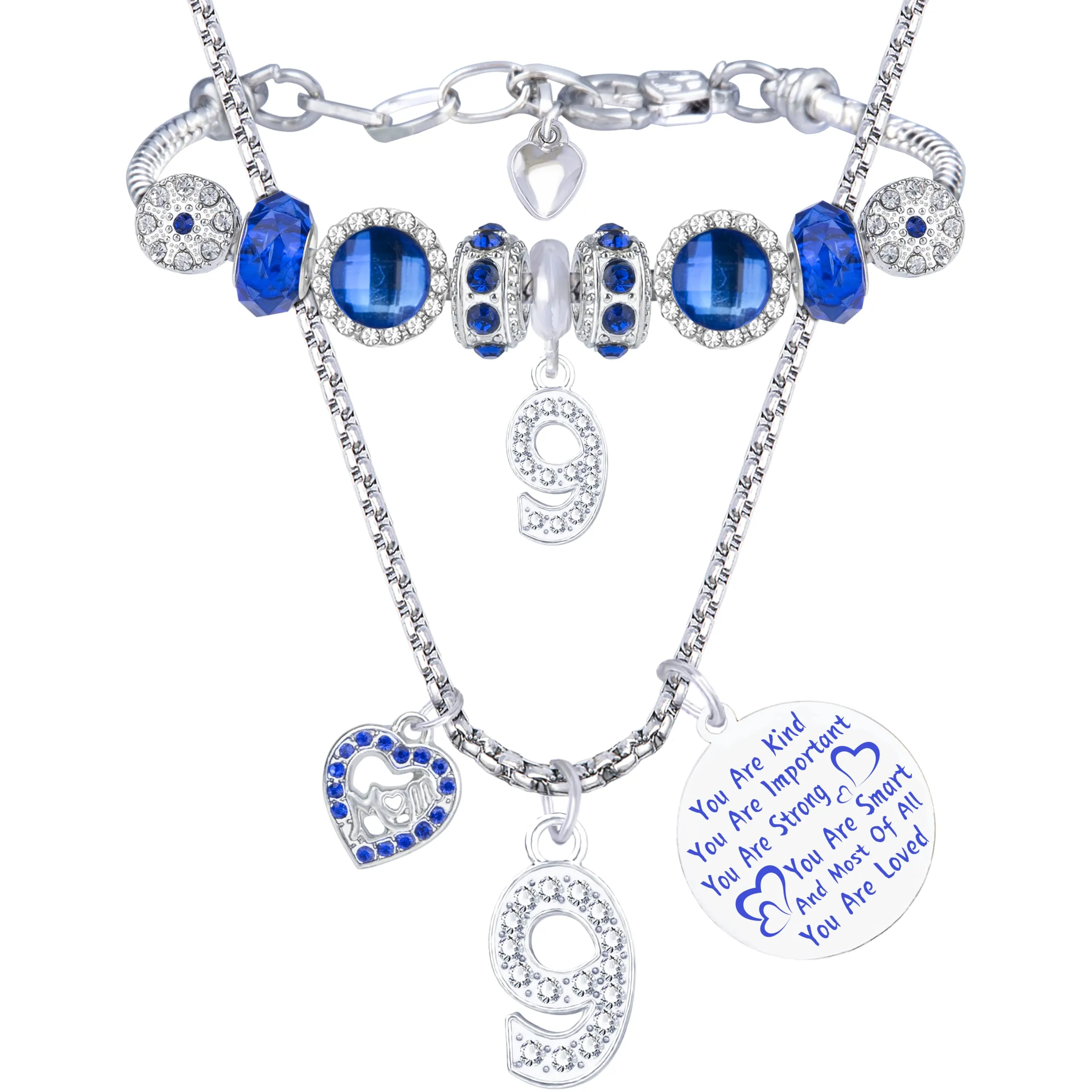 9th Birthday, 9th Birthday Gifts, 9th Birthday Bracelet for Girls, 9th Birthday Necklace
