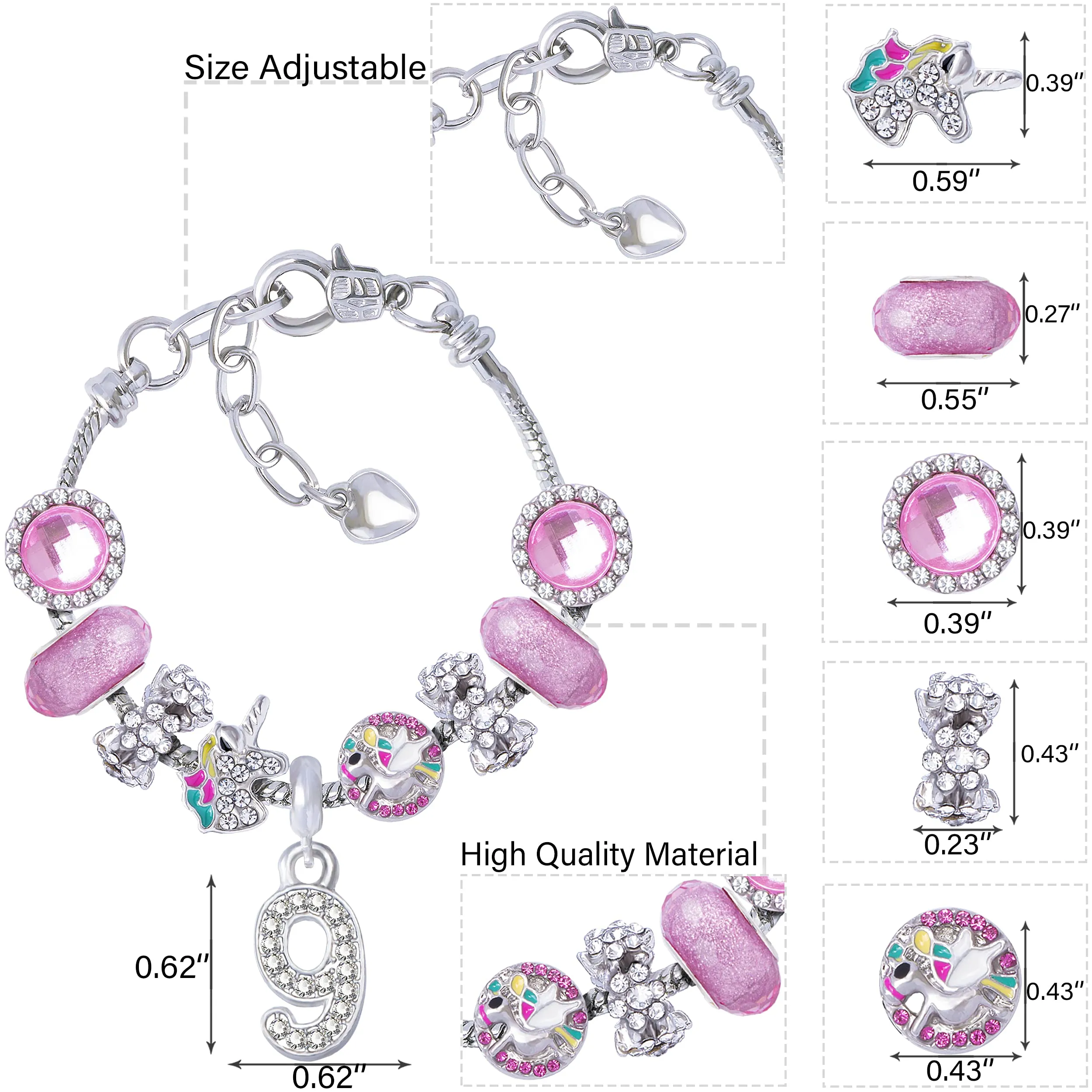 9th Birthday, 9th Birthday Gifts, 9th Birthday Bracelet for Girls, 9th Birthday Necklace