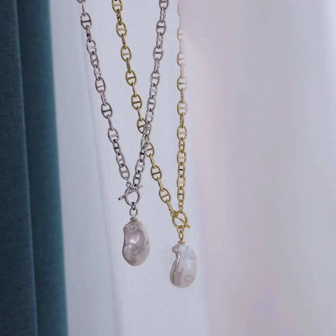 Bold Chain Large Baroque Pearl Necklace