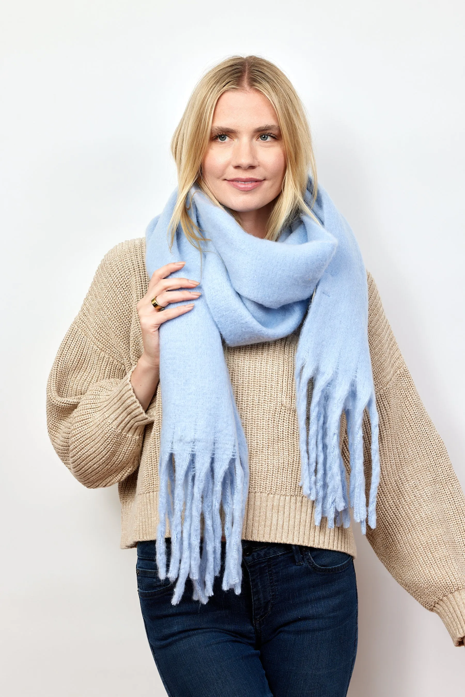Chic Solid Scarf Ice Blue