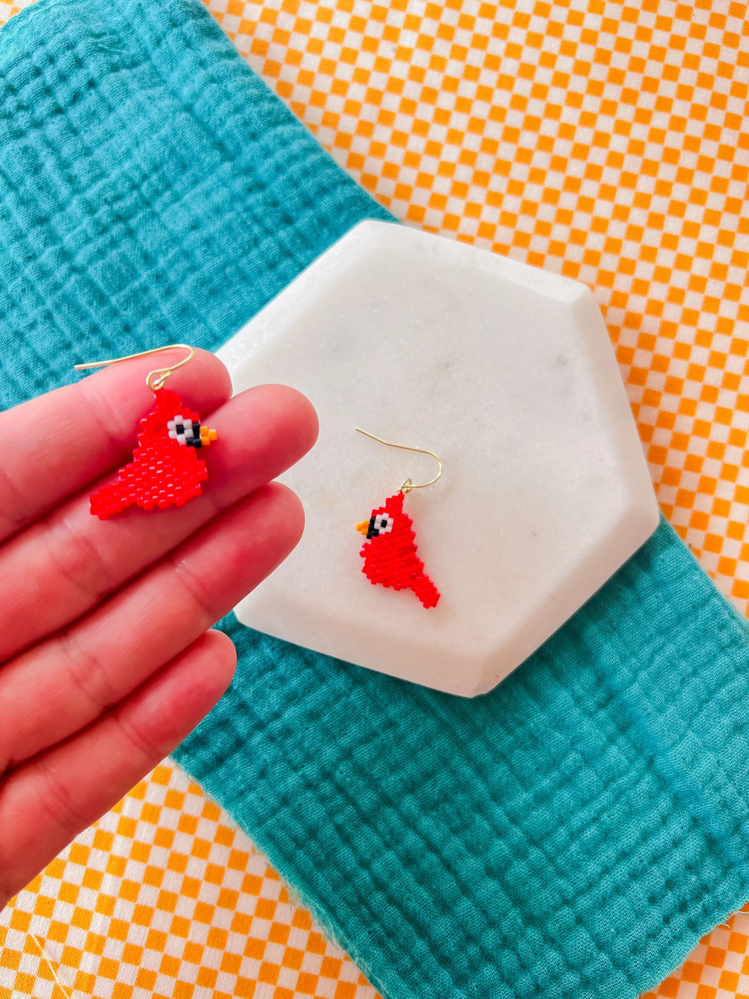 Cindy the Cardinal | Beaded Earrings