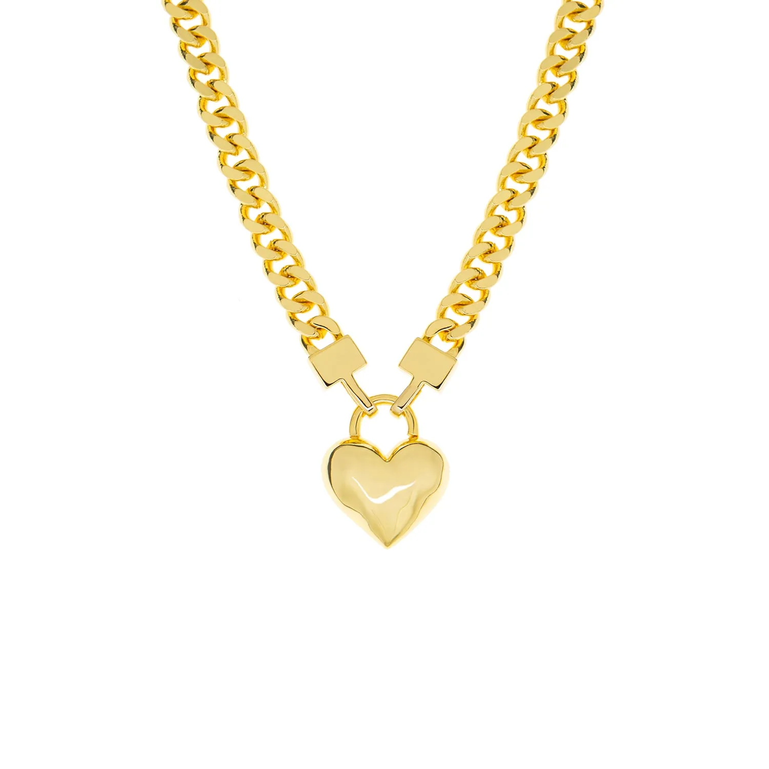 curb chain necklace with heart pendant
