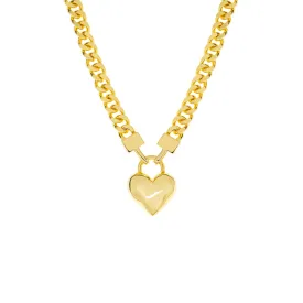 curb chain necklace with heart pendant
