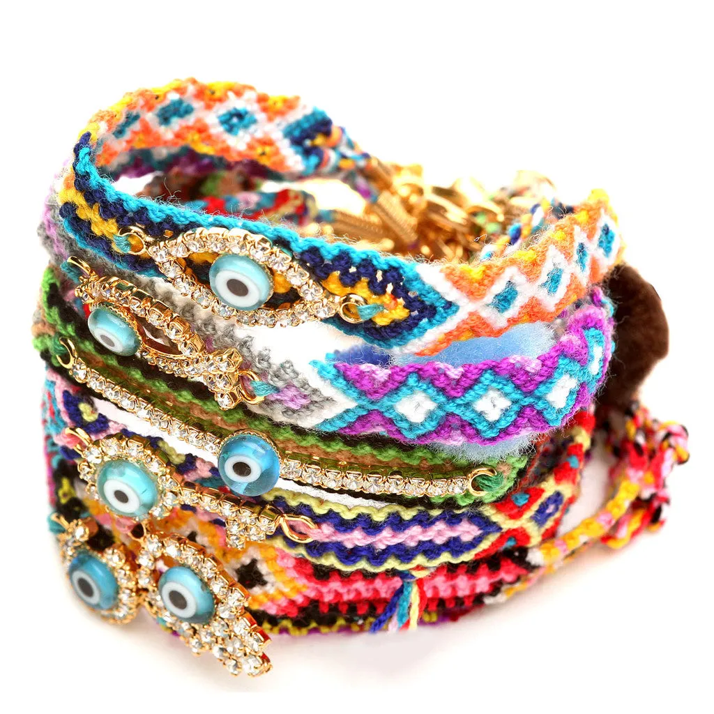 Diamante Hamsa Hand Lucky Charm Friendship Bracelet