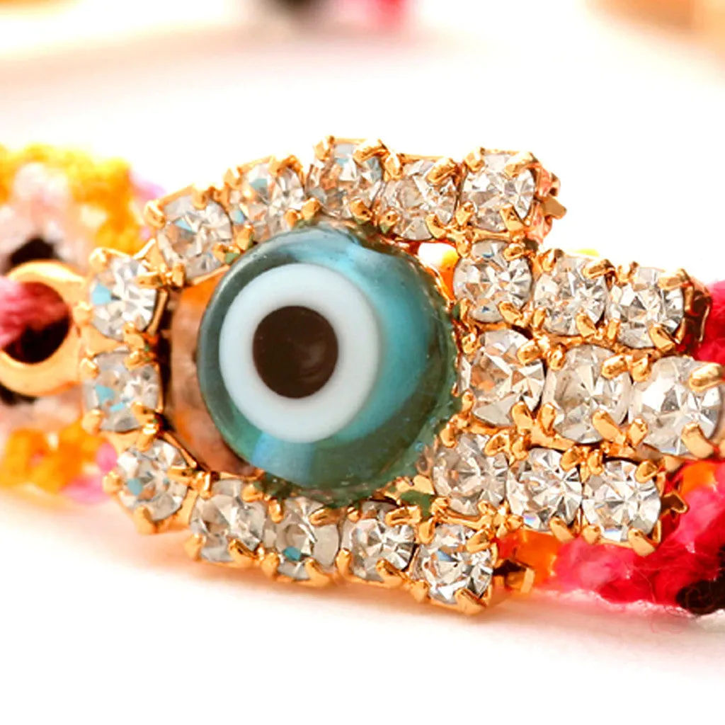 Diamante Hamsa Hand Lucky Charm Friendship Bracelet