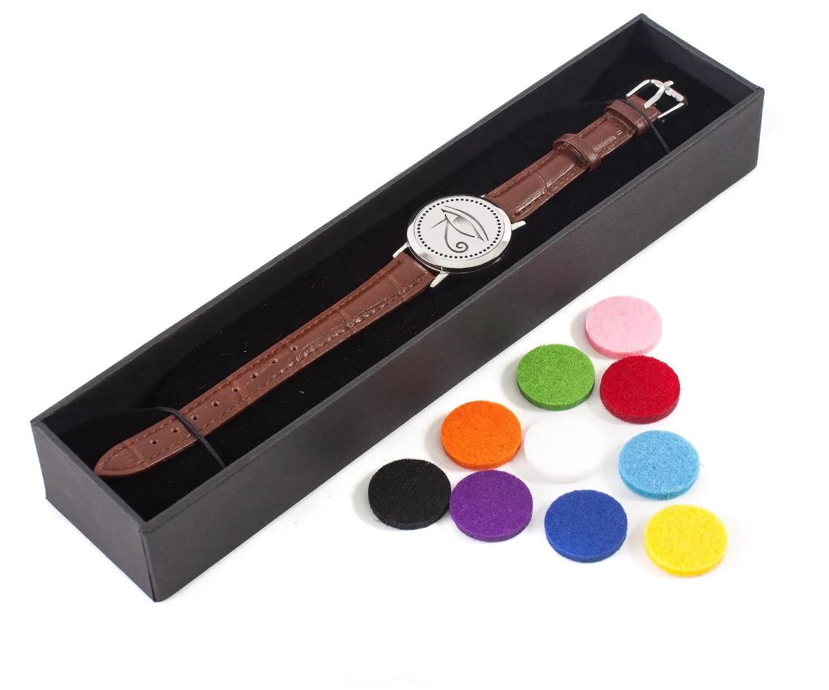 Eye of Horus | Aromatherapy Oil Diffuser Bracelet with Adjustable Leather Strap