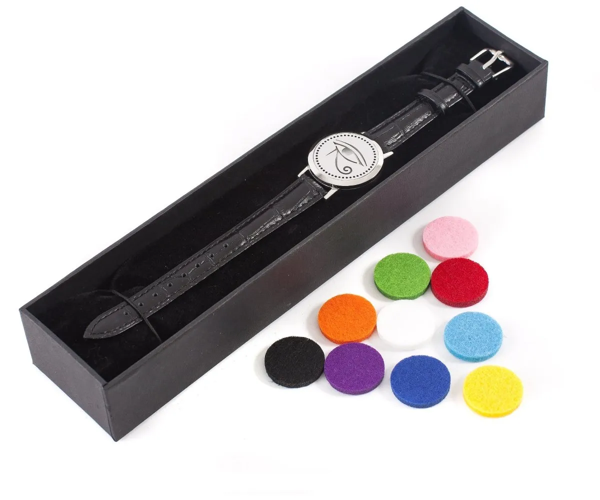 Eye of Horus | Aromatherapy Oil Diffuser Bracelet with Adjustable Leather Strap