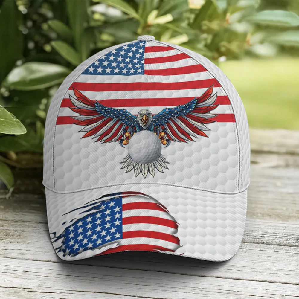 Golf American Flag Eagle Golf Ball Pattern Baseball Cap Coolspod