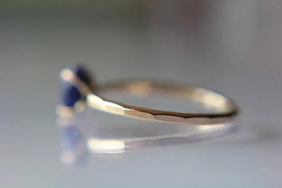 Lapis Ring, Solid Gold Ring, Gold Lapis Ring, Solid Gold Stacking Ring, Engagement Ring, Eco Friendly Recycled, Lapis Lazuli Ring, Genuine