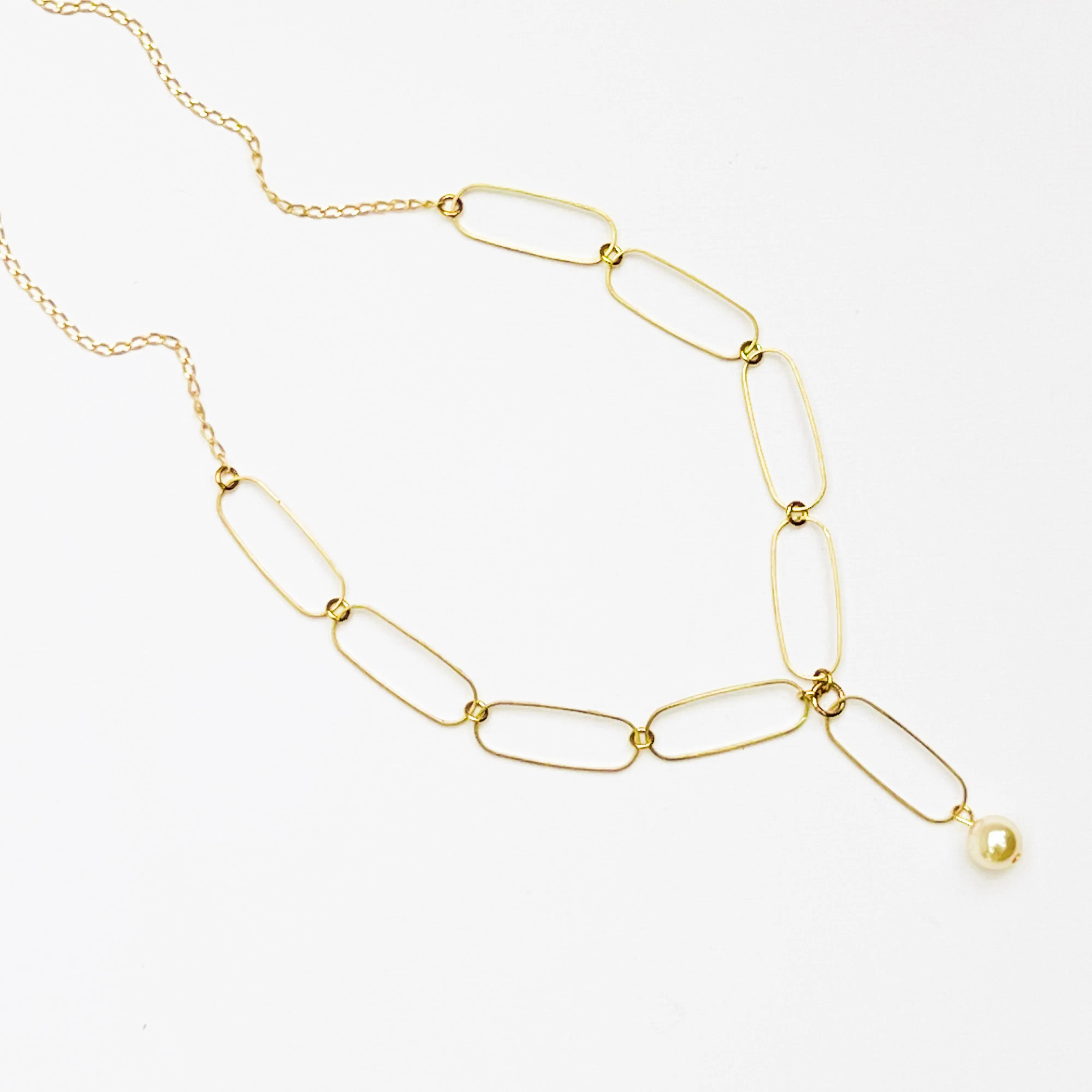 Paperclip and Pearl Necklace-WS
