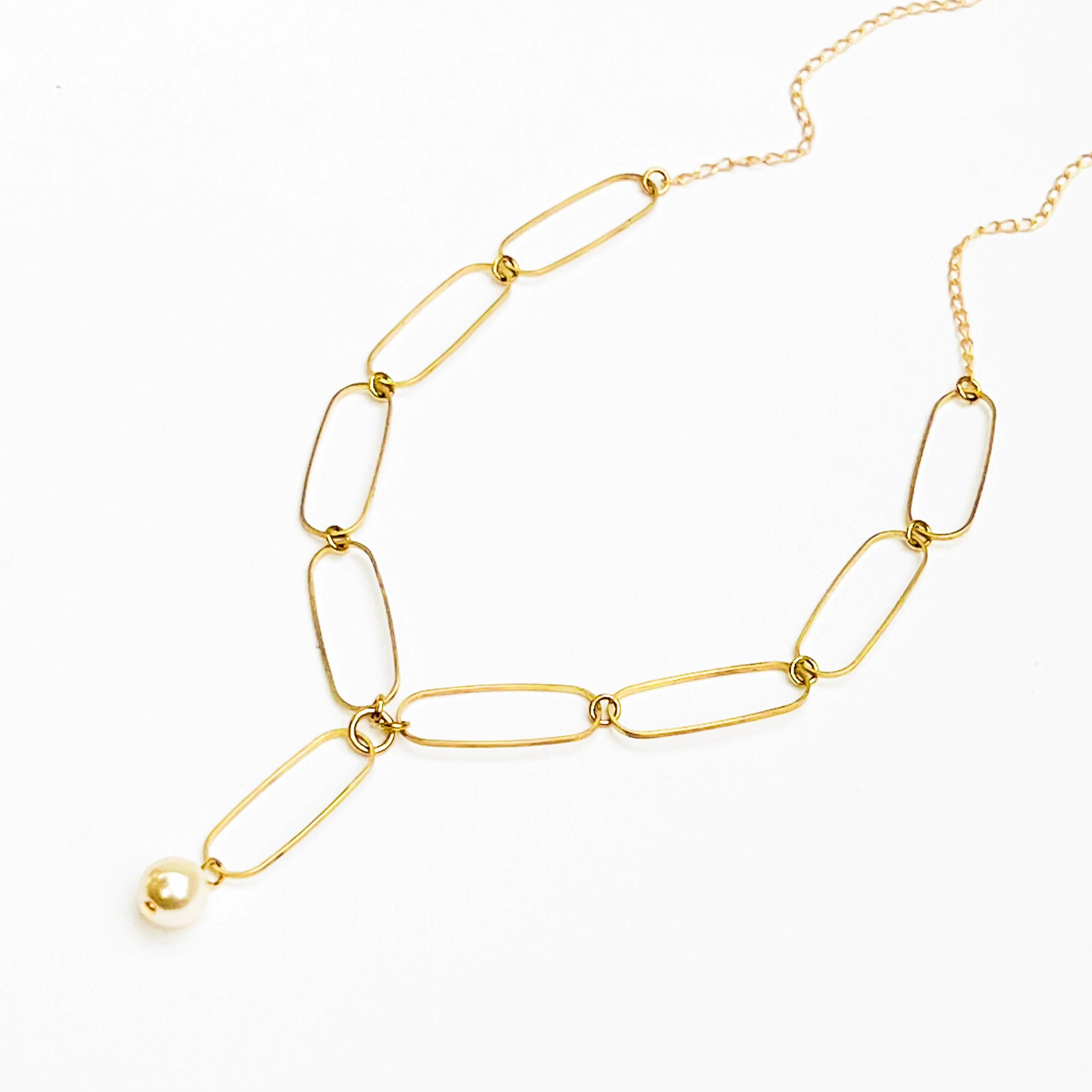 Paperclip and Pearl Necklace-WS