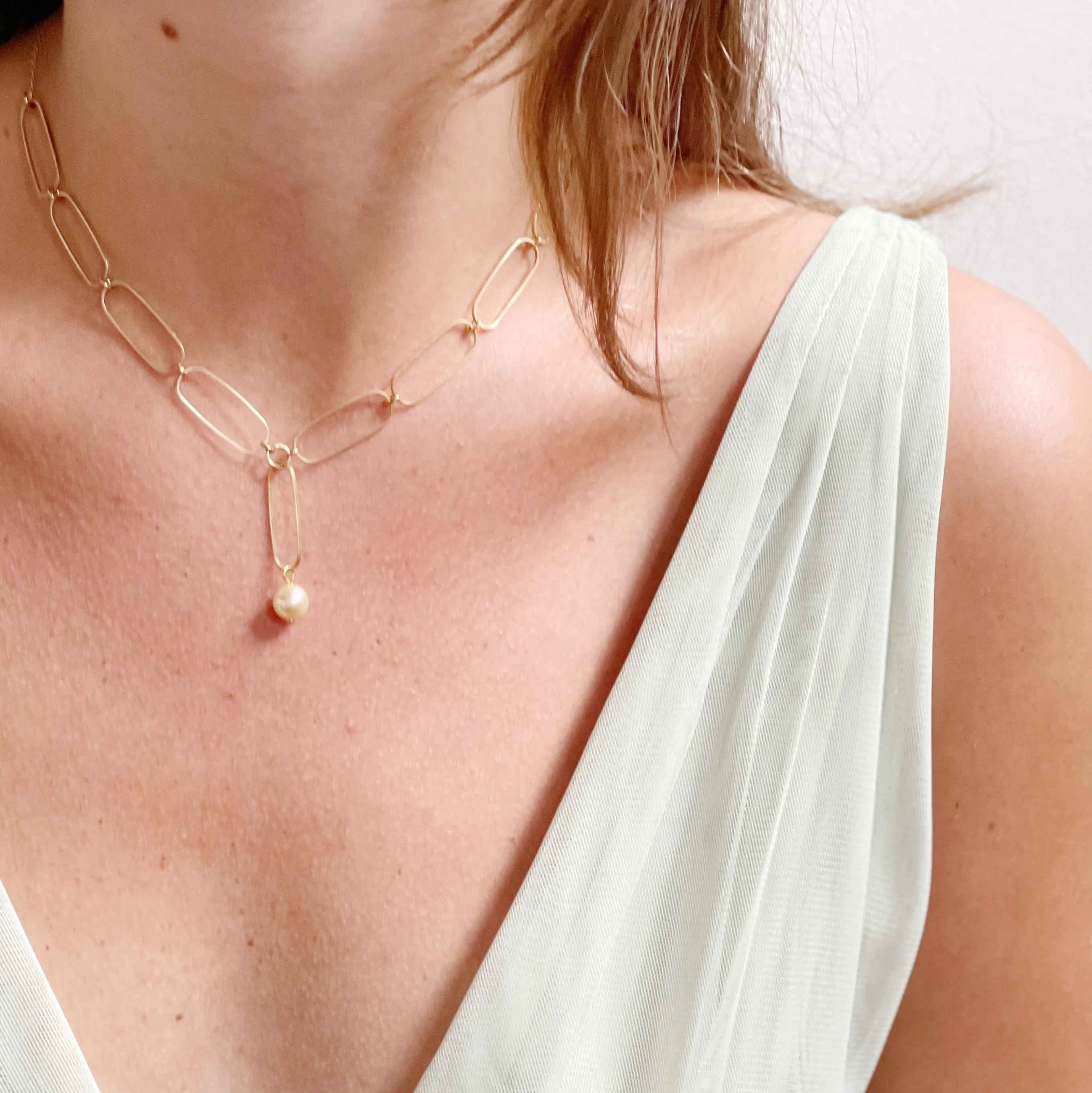 Paperclip and Pearl Necklace-WS