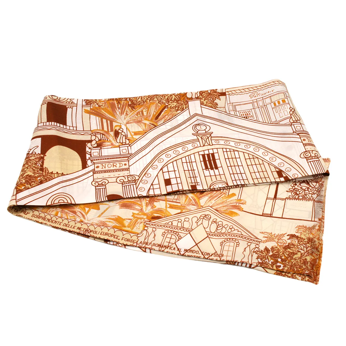 Paris orange silk tie scarf