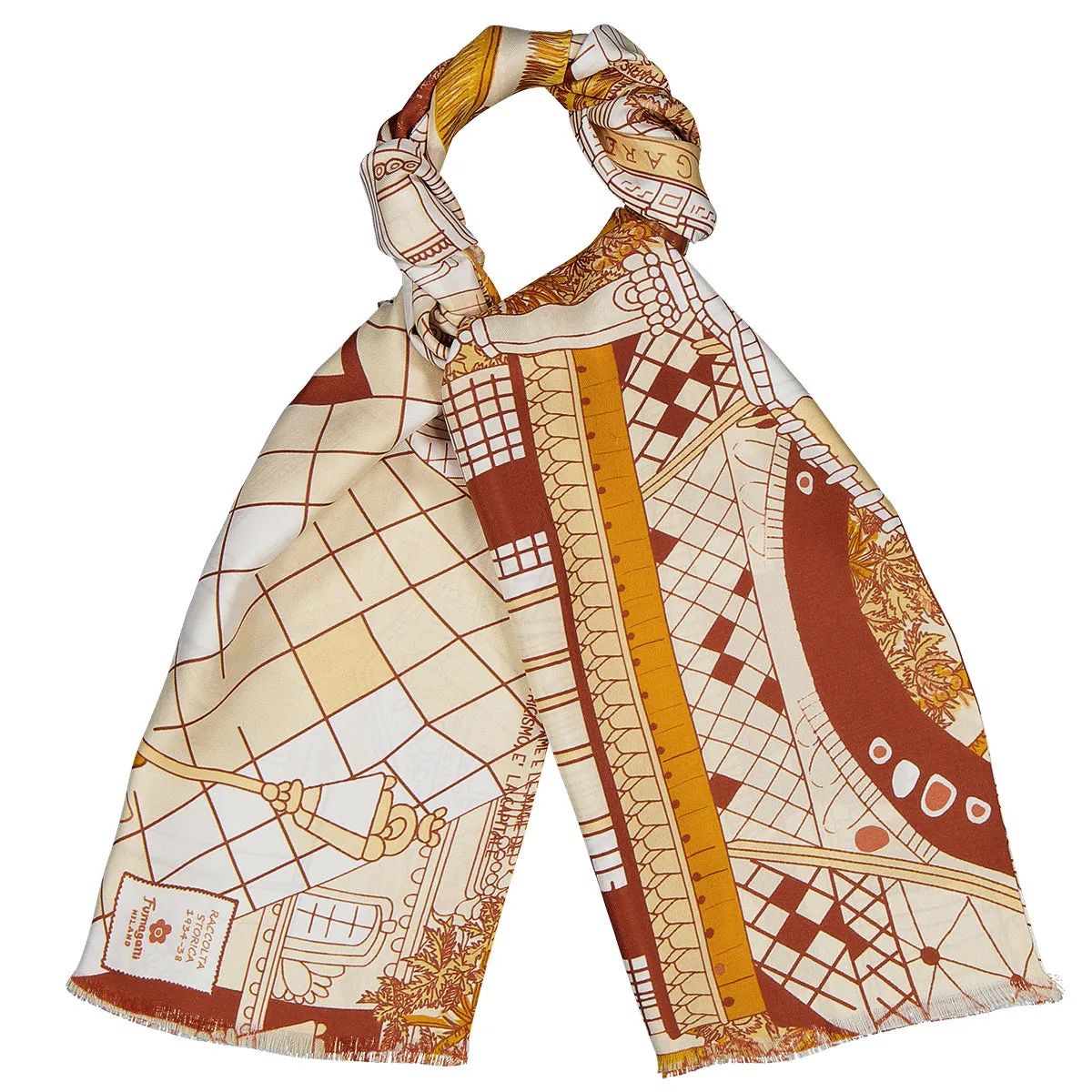 Paris orange silk tie scarf
