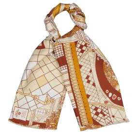 Paris orange silk tie scarf