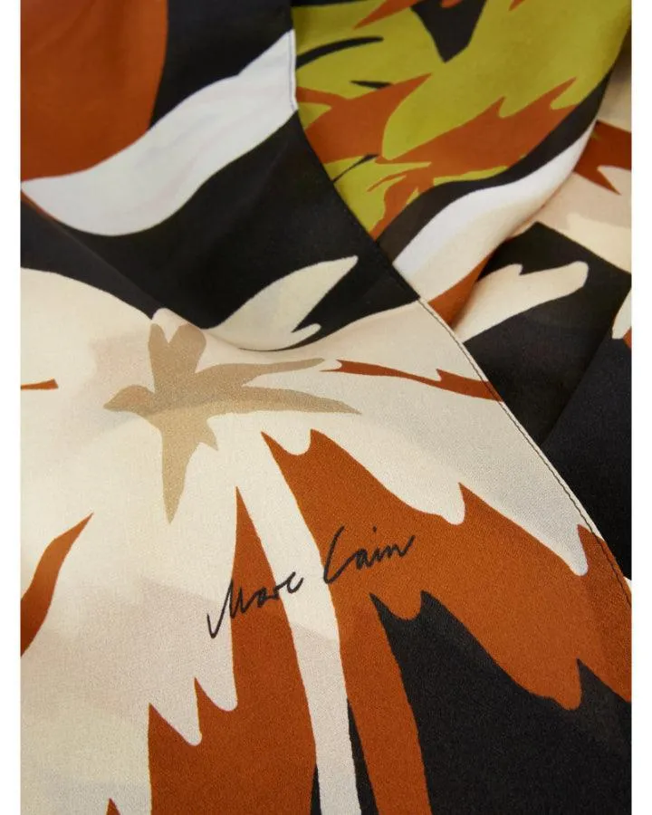 Silk Leaf Print Scarf