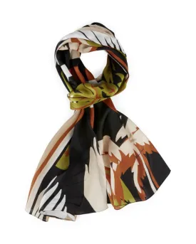 Silk Leaf Print Scarf
