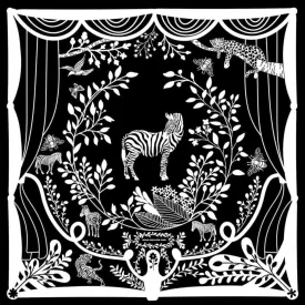 Silk Scarf of The Performance in Black and White