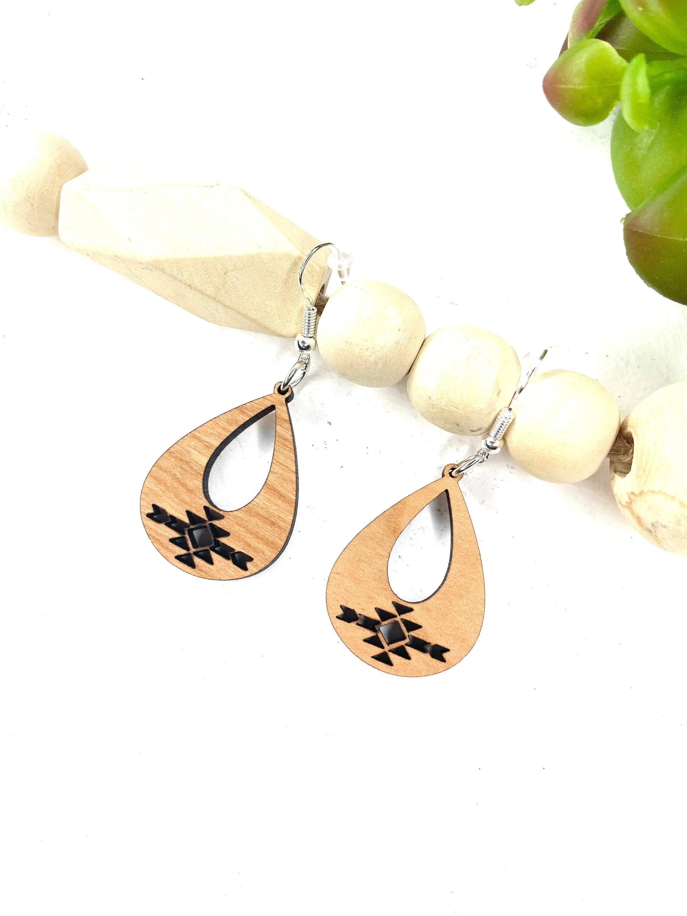 Southwest Dangle Earring, Boho Drop Earring, Southwest Teardrop Earring, Aztec Earring, Teardrop Cutout Earring