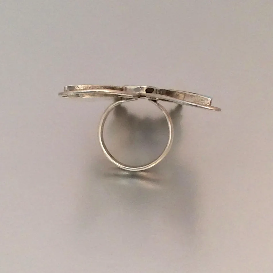 Vintage Style Ring | Butterfly Inlay Ring by Allison Dishta | Sterling Silver | Statement, Native American, Zuni Jewelry, Boho | Size 8.5